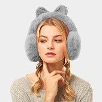 Foldable Solid Color Cat Ear Faux Fur Earmuff