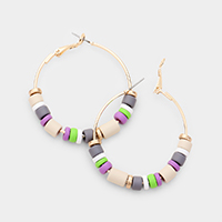 Disc Bead Hoop Earrings