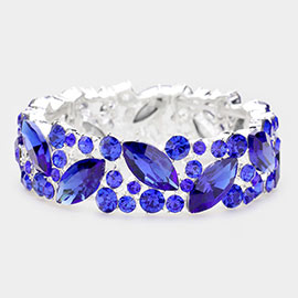 Crystal Glass Marquise Evening Stretch Bracelet