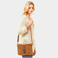 Sherpa Fleece Belt Crossbody Bag 