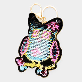 Flip Sequin Owl Plush Key Chain