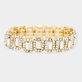 Emerald Cut Crystal Rhinestone Pave Evening Bracelet