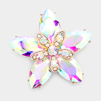 Crystal Marquise Flower Pin Brooch 