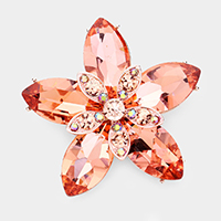 Crystal Marquise Flower Pin Brooch 