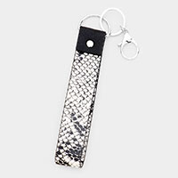 Snake Pattern Faux Leather Keychain