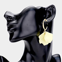 Metal Hoop Rose Leaves Earrings