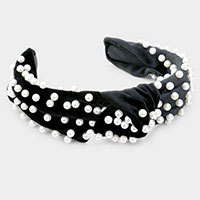 Pearl Velvet Knotted Headband