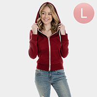 Burgundy Zip Up Hoodies Sweater