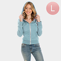 Light Blue Zip Up Hoodies Sweater
