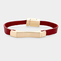 Faux Leather Metal Magnetic Bracelet