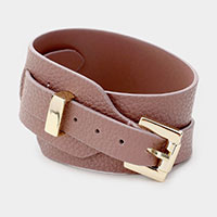 Faux Leather Belt Buckle Wrap Bracelet  