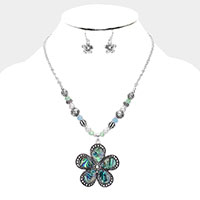 Abalone Flower Beaded Necklace