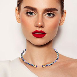 Bling Studded Rhinestone Tip Open Choker