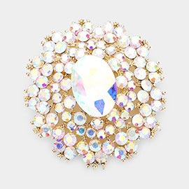 Oval Stone Centered Pin Brooch