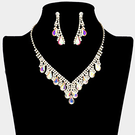 Teardrop Stone Accented Rhinestone Necklace