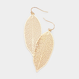 Brass Metal  Leaf Filigree Earrings