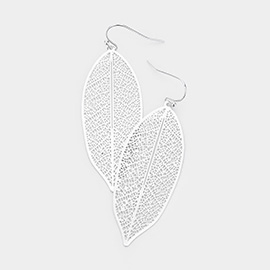 Brass Metal Leaf Filigree Earrings