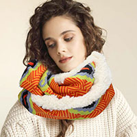 Colorful Pattern Soft Sherpa Infinity Scarf