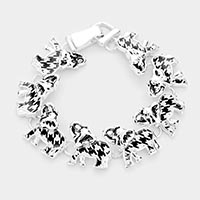 Houndstooth Pattern Elephant Magnetic Bracelet