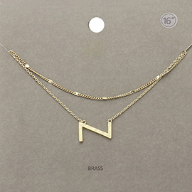 -Z- Monogram Brass Metal Necklace