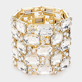 Emerald Cut Crystal Stretch Evening Bracelet