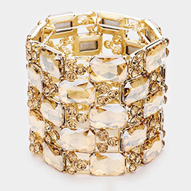 Emerald Cut Crystal Stretch Evening Bracelet