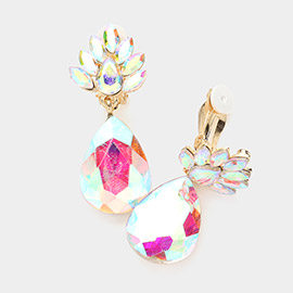 Teardrop Crystal Evening Clip On Earrings