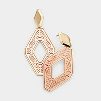 Two Tone Metal Cut Out Earrings 