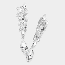 Marquise Crystal Drop Clip On Earrings