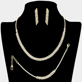 3PCS - Rhinestone Pave Necklace Jewelry Set