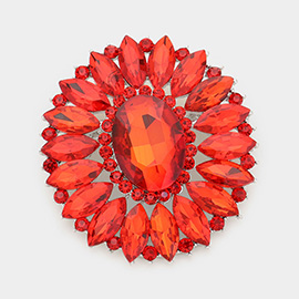 Marquise Crystal Statement Flower Pin Brooch