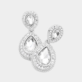 Rhinestone Trim Teardrop Evening Earrings 