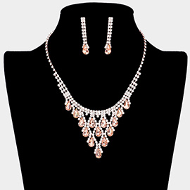 Teardrop Cluster Rhinestone Necklace