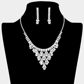 Teardrop Cluster Rhinestone Necklace