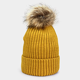 Soft Knit Faux Pom Pom Beanie Hat