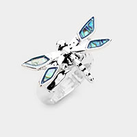 Abalone Dragonfly Antique Metal Stretch Ring