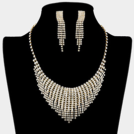 Curved Rhinestone Paved Necklace