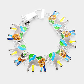 Enamel Metal Elephant Magnetic Bracelet