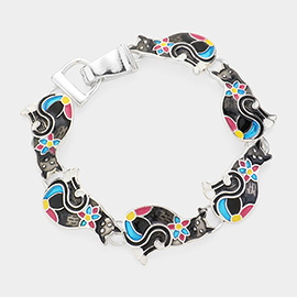 Enamel Metal Cat Magnetic Bracelet