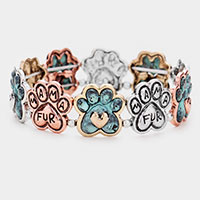 Fur Mama Animal Paw Metal Stretch Bracelet