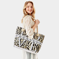 Love Yourself Animal Pattern Beach Bag