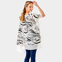 Zebra and Snake Skin Print Cover up Poncho