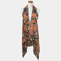 Snake Skin Pattern Scarf Vest Poncho