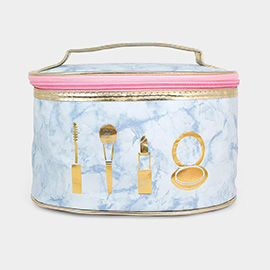 Marble Round Make up Pouch Bag