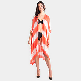 Chevron Tye Due Open Kimono Poncho