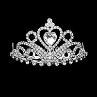 Heart Crystal Rhinestone Princess Mini Tiara