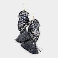 Multi Bead Sequin Parrot Tassel Earrings