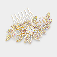 Rhinestone Flower Leaf Hair Comb
