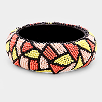 Seed Bead Patterned Bangle Bracelet