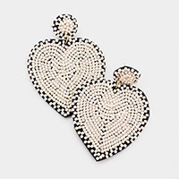 Seed Bead Heart Dangle Earrings